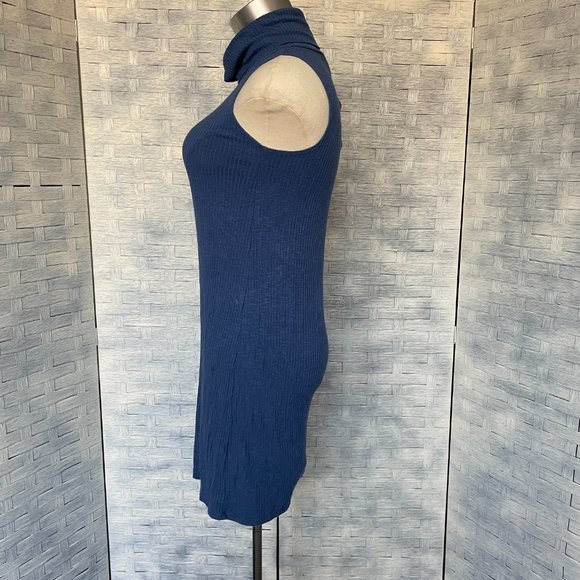 BP Sleeveless rib knit mini dress Turtleneck Dark Blue size M - Picture 2 of 6
